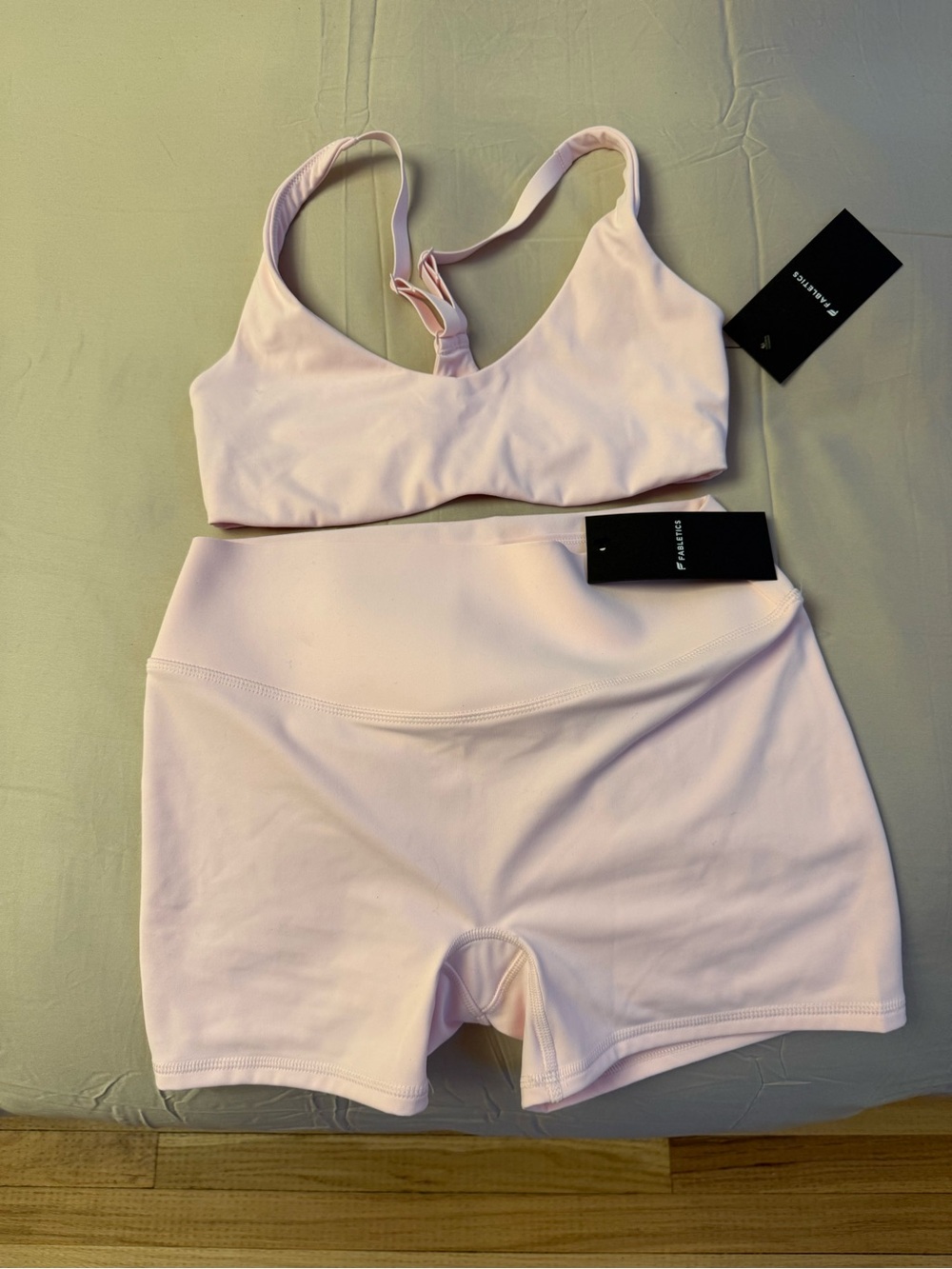 Light Pink Active Bra and Bike Shorts Set